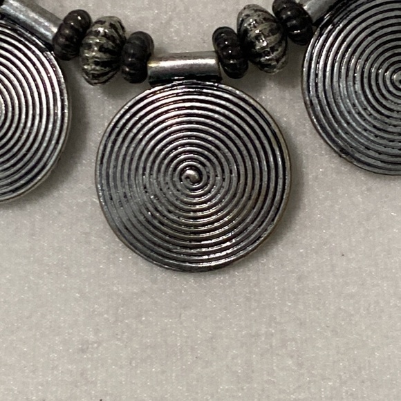 ❌SOLD❌🎁Edgy Rebel Rockstar Silver Bohemian Goth Spiral Swirl Tribal Necklace - Picture 7 of 12